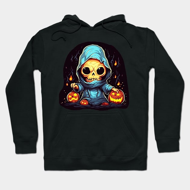 Eerie Halloween Ghoul Art - Spooky Season Delight Hoodie by Captain Peter Designs